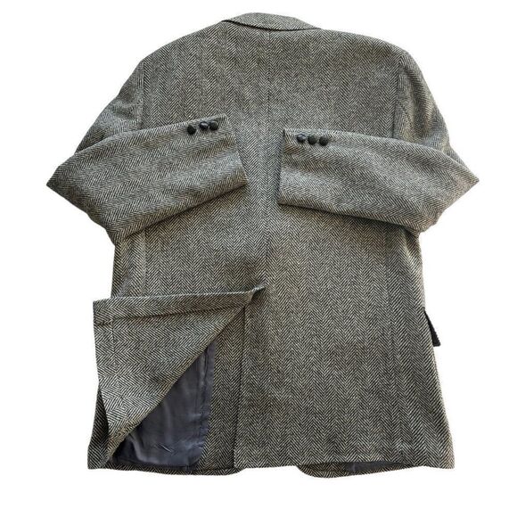 Vintage Tweed Wool Sport Coat Jacket Men 40R Herringbone Gray Hart Shaffner Marx - Picture 5 of 11